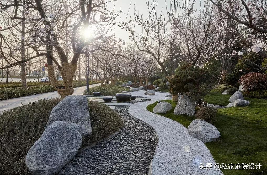 中式庭院石头造景效果图,庭院景观置石技法