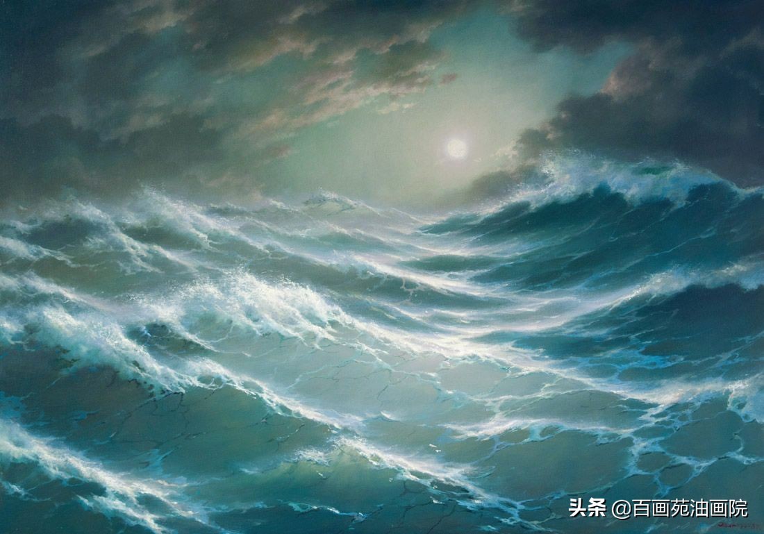 油画夕阳下大海,油画如何画大海