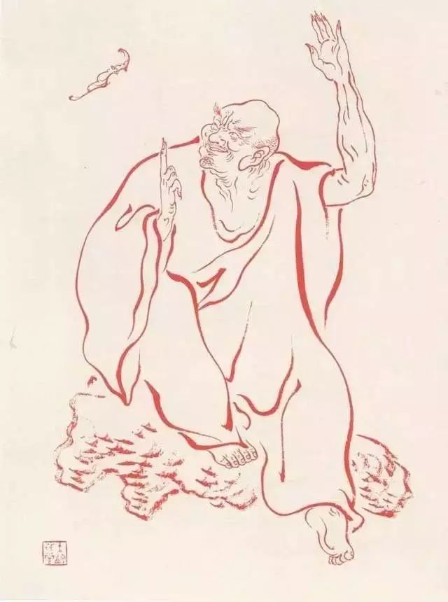 弘一法师的蓝底描金十八罗汉作品,弘一大师100万罗汉图写意