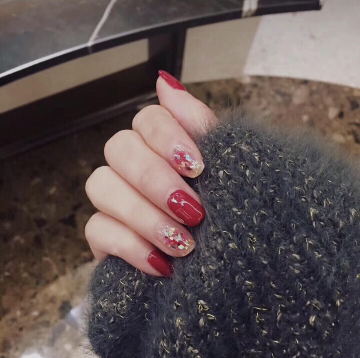 短款29号光疗晕染裸色贝壳美甲,贝壳美甲教程视频初学