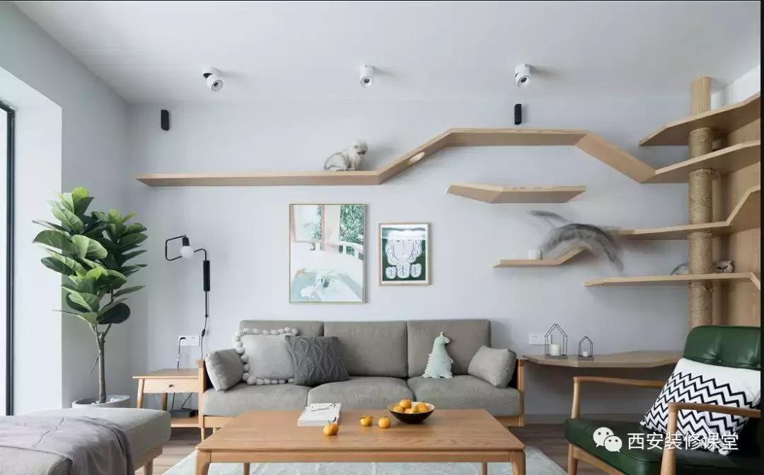 简单电视墙加柜子,沙发墙隔板