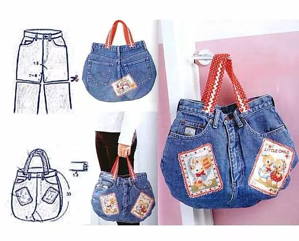 牛仔裤改包包做法大全简单,旧牛仔裤的超实用改造成品