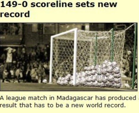 中国足球又闹大笑话！踢出100-3比分，149-0的足坛纪录一度颤抖