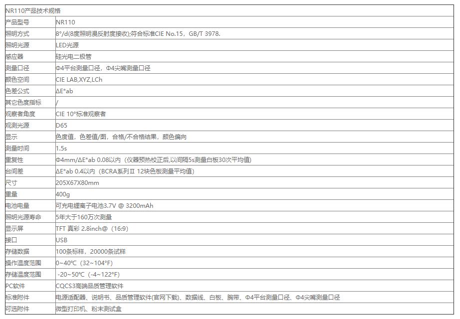 nr110,nr20ex电脑色差仪