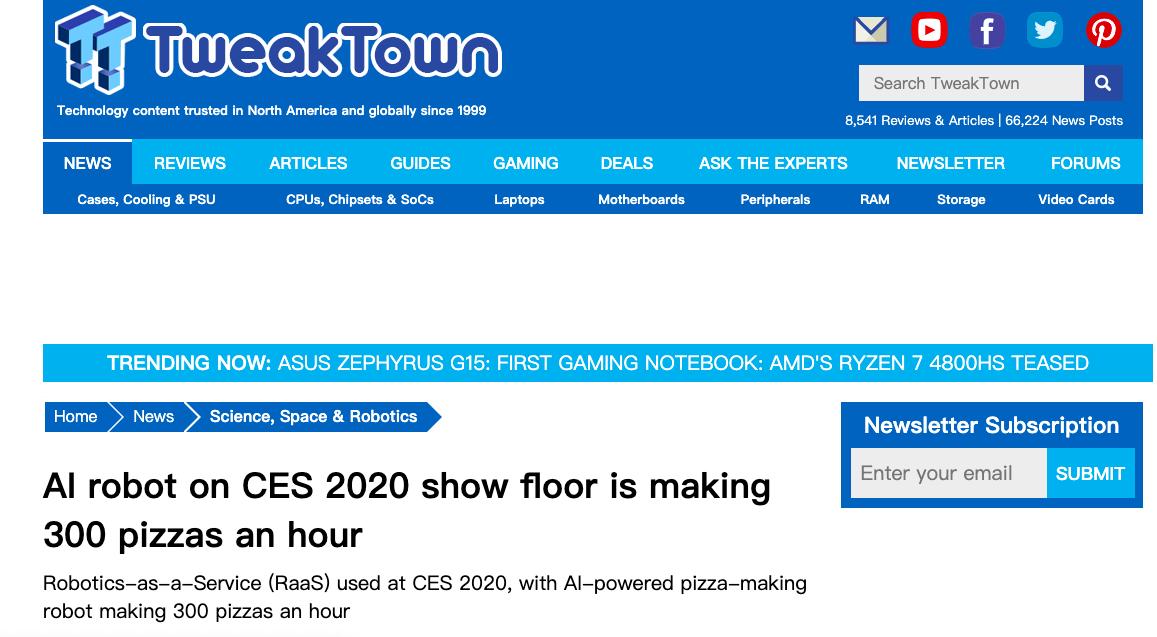 具有自主学习能力的披萨料理系统,每分钟5个12吋披萨