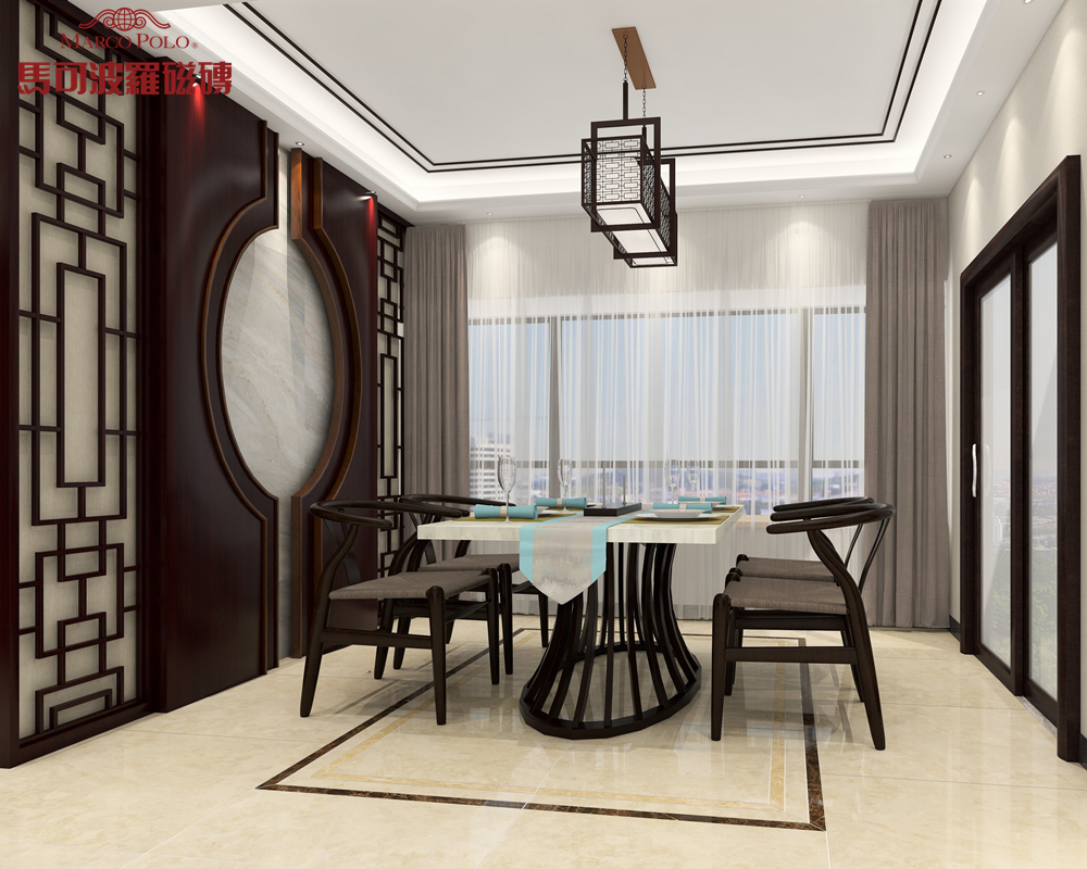 素色砖铺贴效果图设计,设计师新中式风格瓷砖铺贴效果图