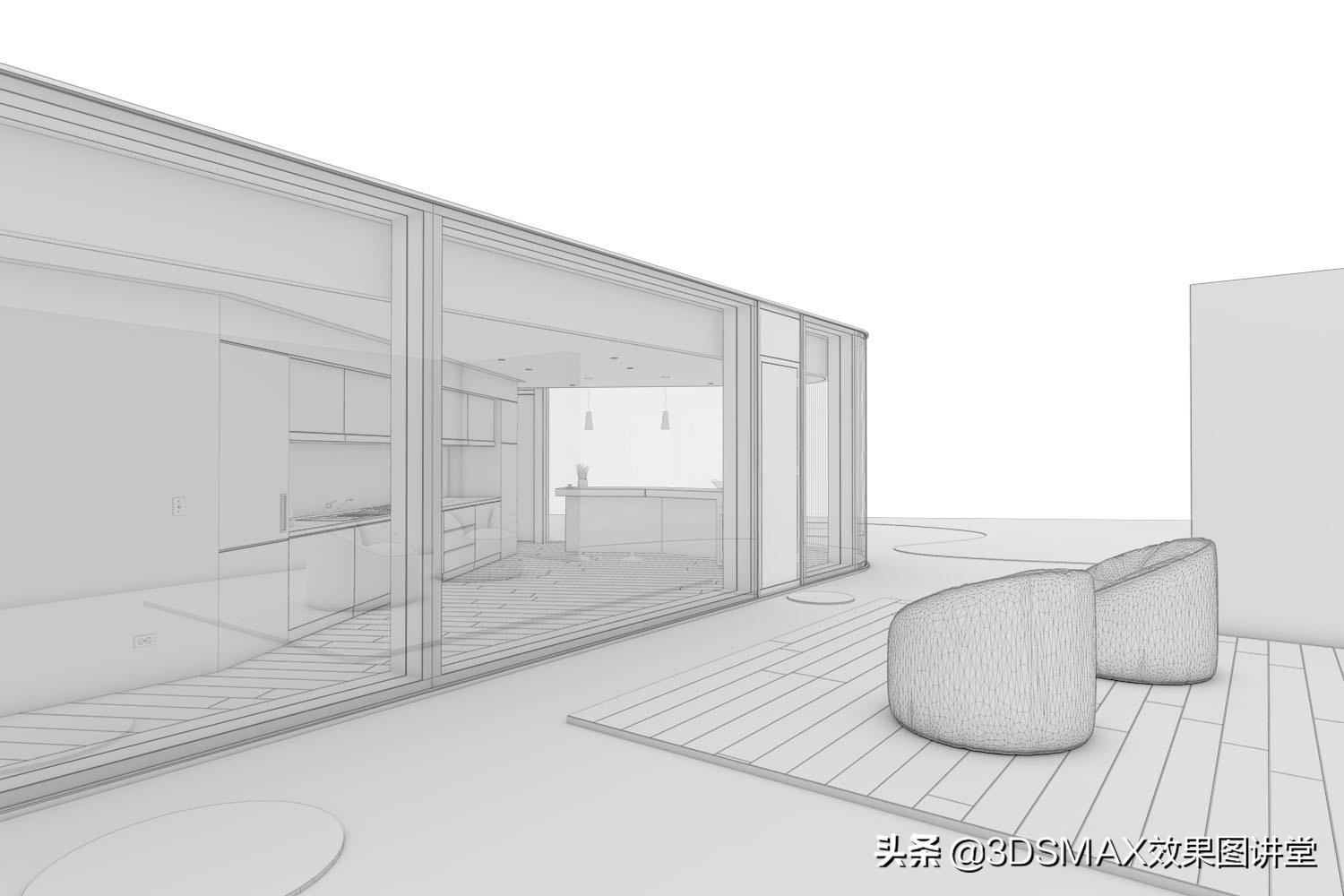 「室内效果图」3D效果图黄昏室内和室外的打光技巧