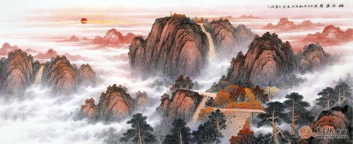 河山绣锦山水画贴在院内风水怎样,家里挂什么山水画最好