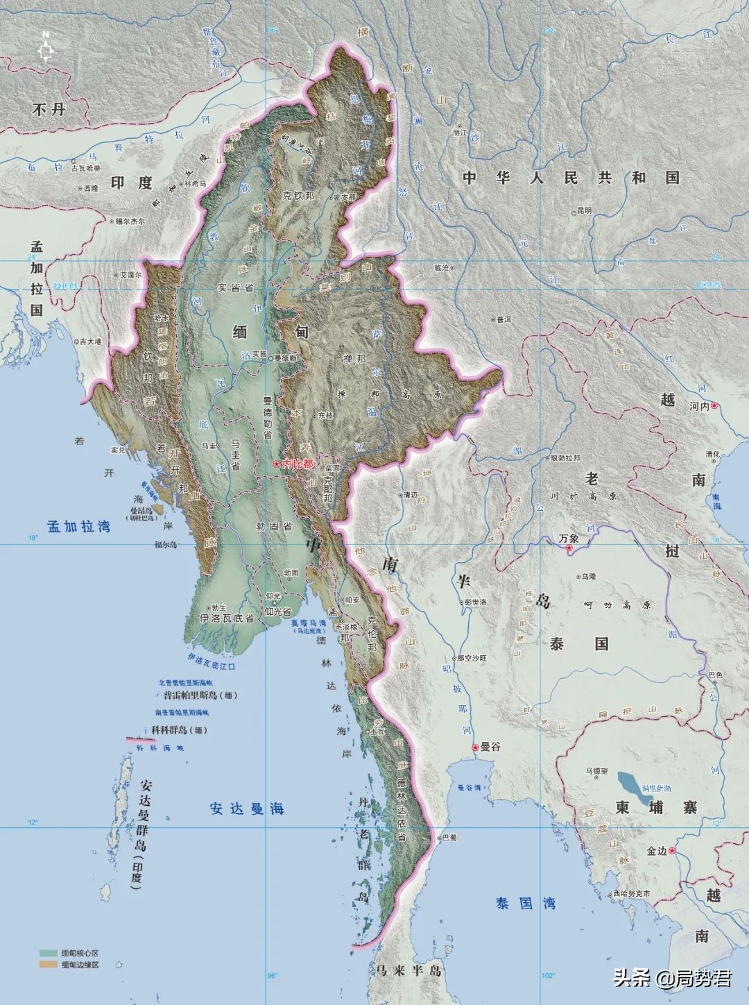 金三角缅甸北部边境线在哪,缅甸金三角是哪几个国家