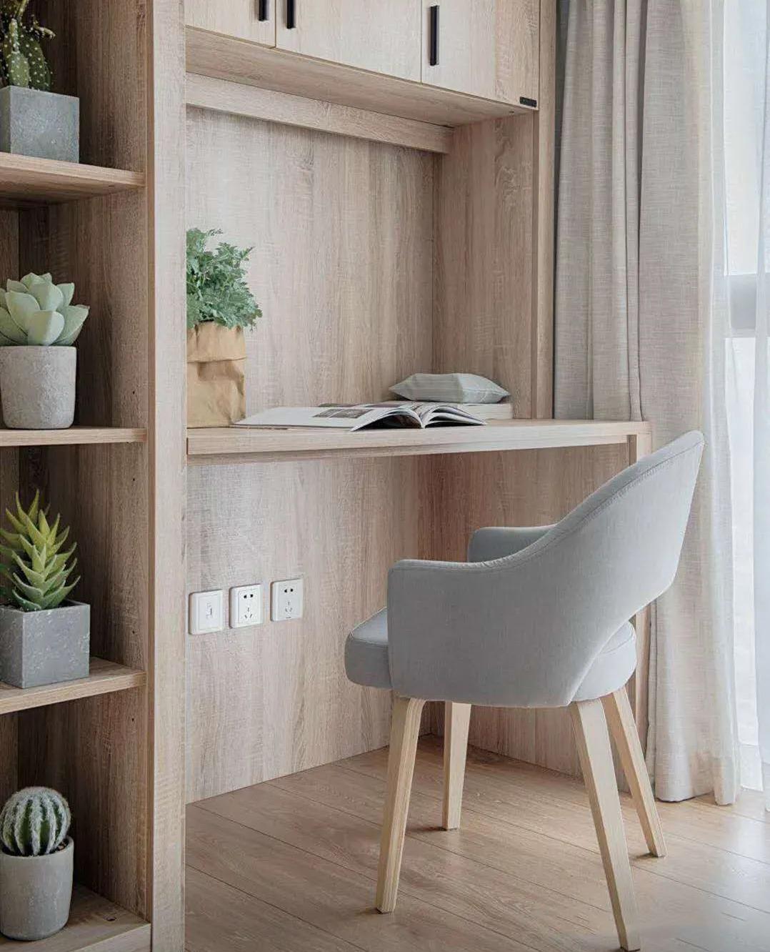 原木风茶室20平方空间装修效果图,100平方小户型原木风带茶室设计