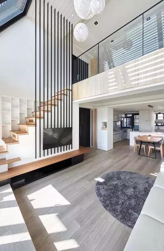 最新款客厅挑空设计图效果图,国外挑空客厅设计极简