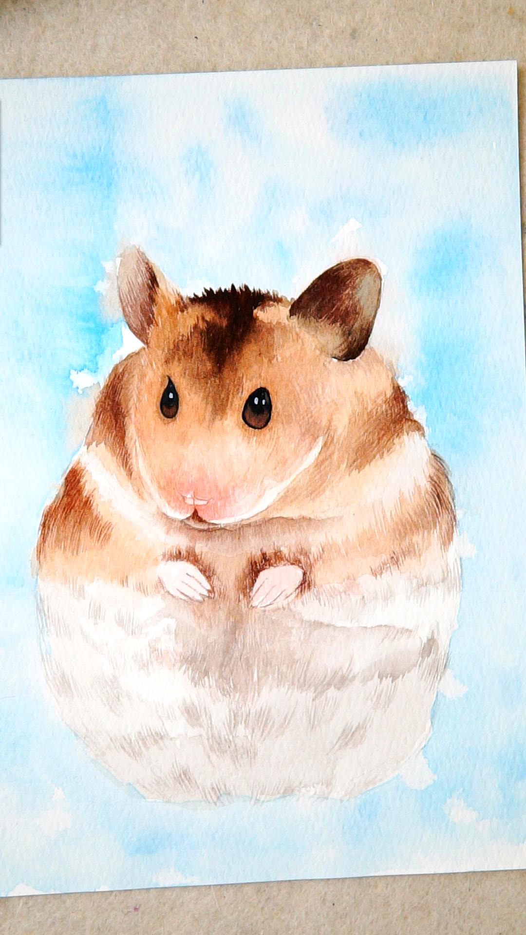 怎么用水彩笔画一个仓鼠视频,可爱的画画教程小动物