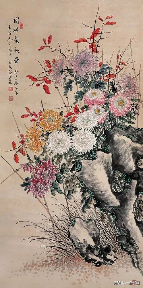 缪谷瑛菊花国画作品专辑,缪谷瑛菊花画法