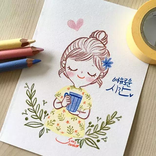 哈士奇的简笔画图片用彩铅画的,儿童彩铅简笔画6-12岁美观小人