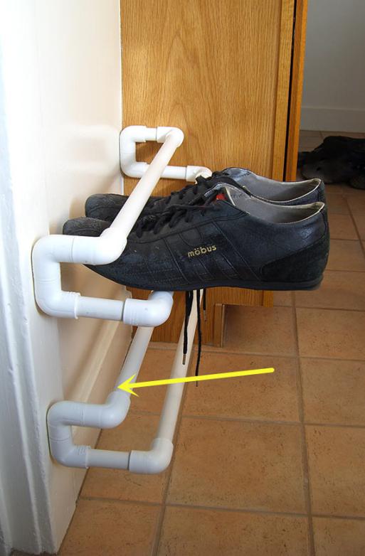 家庭用的悬空鞋架展示架免打孔,装修剩的木板做鞋架