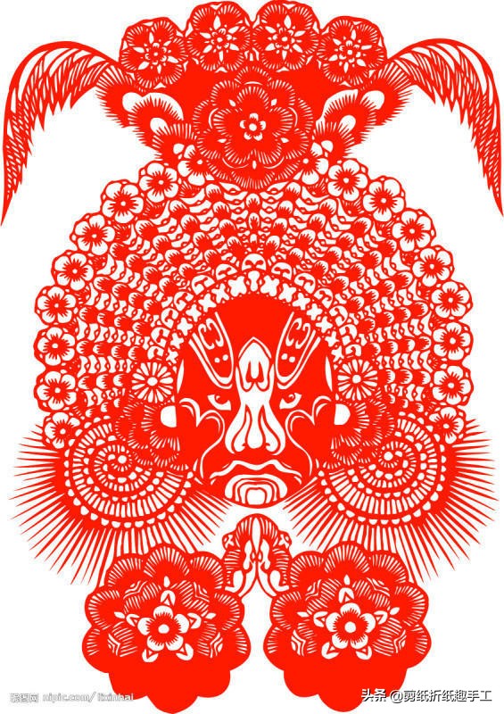 民俗剪纸戏曲脸谱剪纸图案欣赏,花旦脸谱简笔画简单又好看剪纸