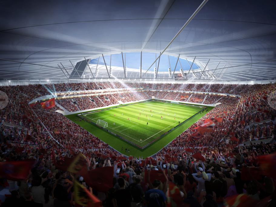 上海国际足球场建设,浦东专业足球场钢结构剖面图