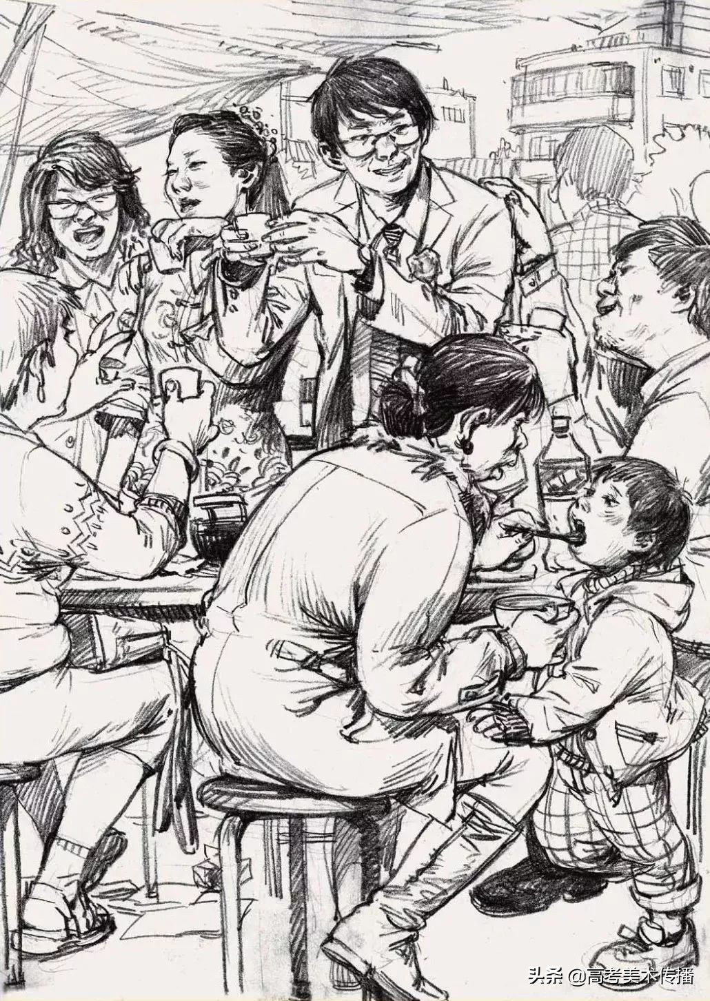 速写校考巧妙构图,速写校考考题