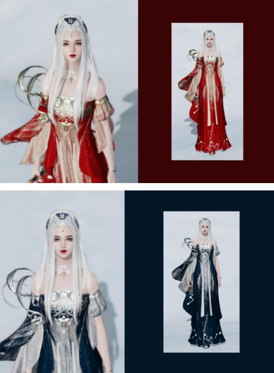 天刀手游成女时装染色推荐,天刀手游沧海烟霞染色