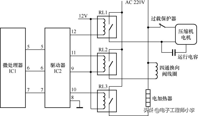 典型的空调器电路分析,定频空调电路原理图详解