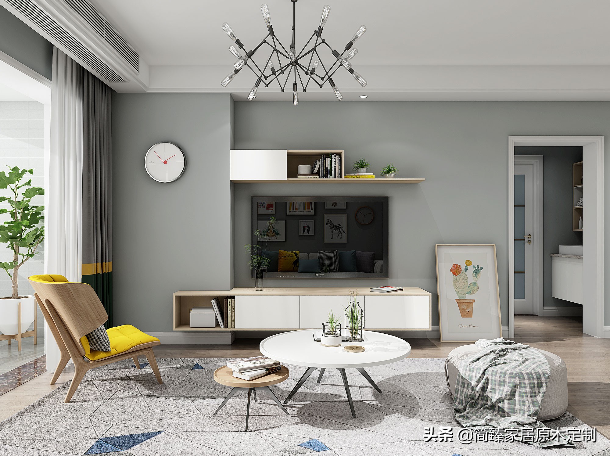 定制客厅电视柜最新款效果图,原木家具客厅电视柜