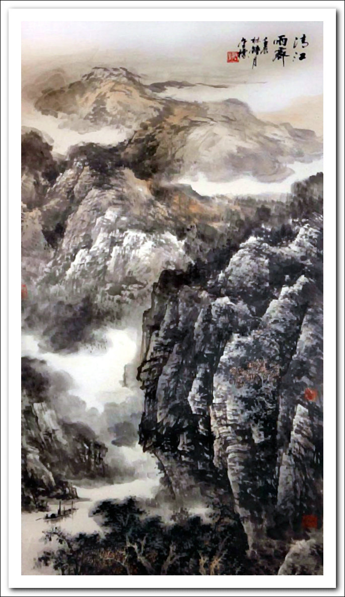 溪山山水画作品,郭金标高清山水画