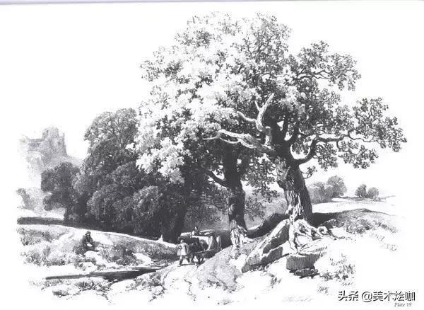 高清素描临摹风景图入门,素描画画教程7-12岁风景图