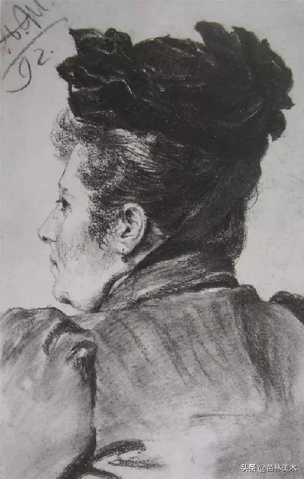 门采尔自画素描高清大图,素描大师门采尔著名作品