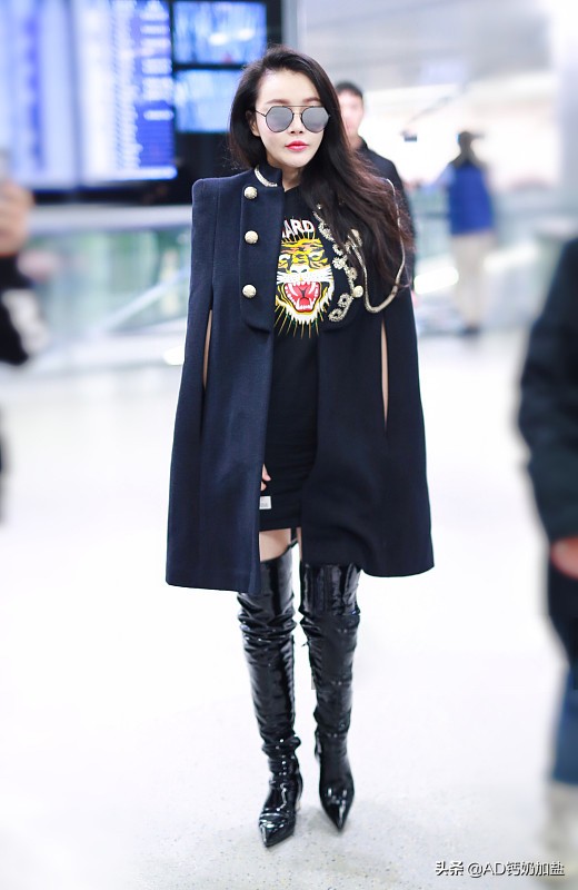 冉莹颖穿高腰鞋,冉莹颖过膝长靴