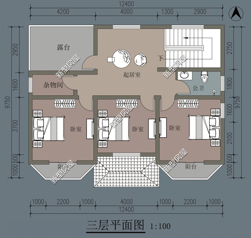 11x10米三层带堂屋自建房设计图纸,农村11x13米带堂屋三层自建房图纸