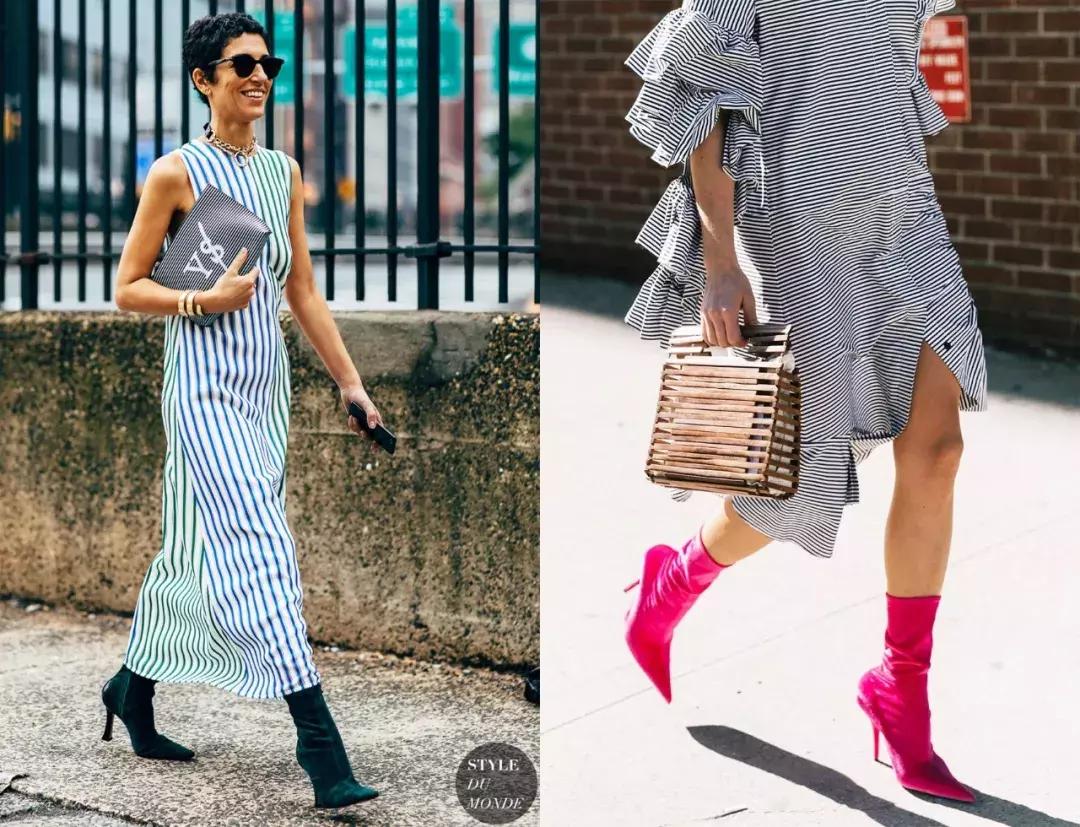 袜靴裙装解锁超能打的时髦组合,袜靴穿搭裙子