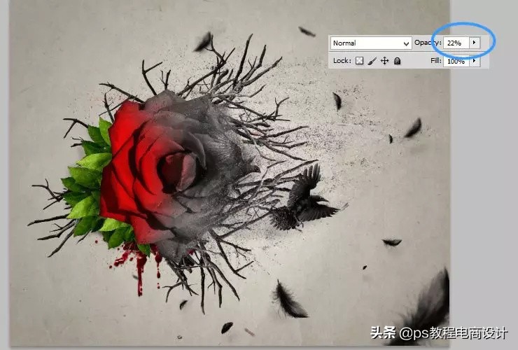 ps怎么把玫瑰变成金黄色,ps蝴蝶和鲜花合成