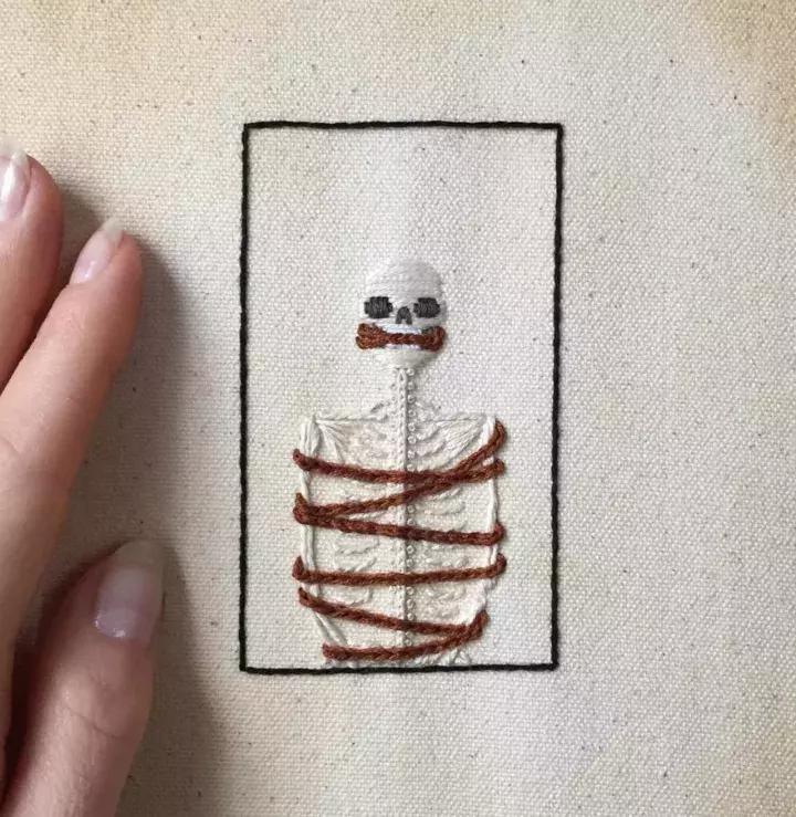 刺绣半袖骷髅,牛仔刺绣骷髅