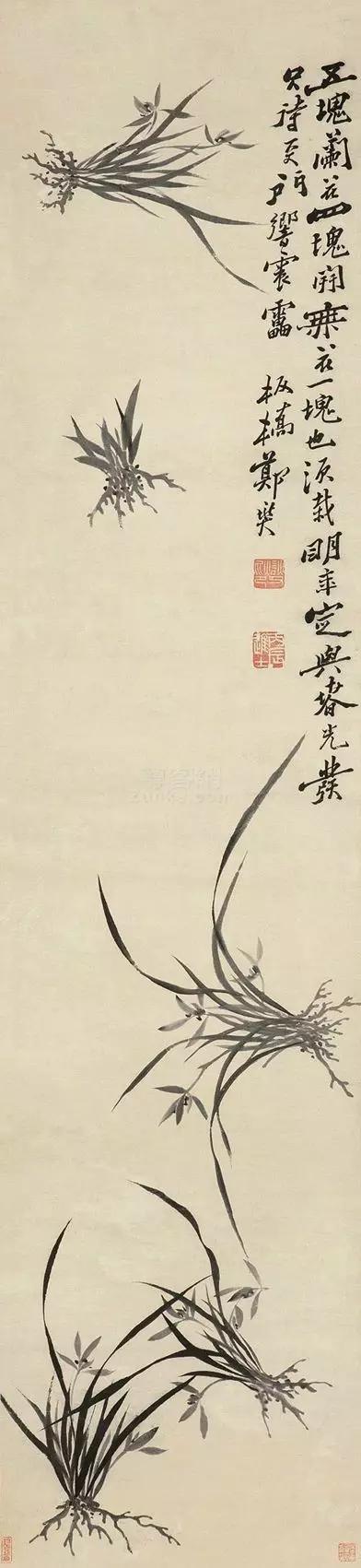 赏析郑板桥写意兰花画,郑板桥题画兰草书图片
