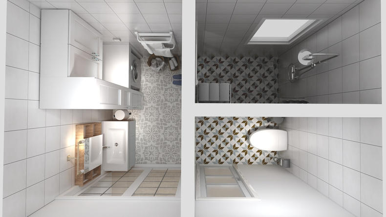 小卫生间3分离装修效果图,3平米卫生间三分离设计方案