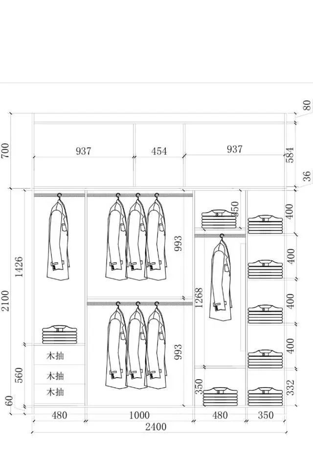 零基础怎样出衣柜结构图,各种尺寸衣柜布局尺寸图