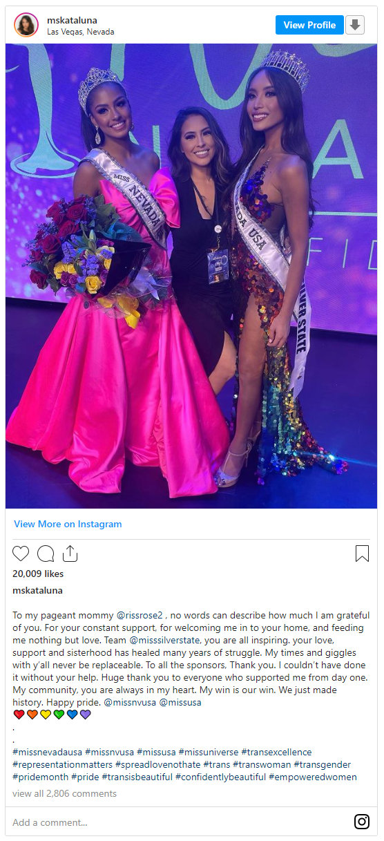 LGBTQ新里程碑！内华达州跨性别佳丽艳冠群芳将角逐美国小姐后冠