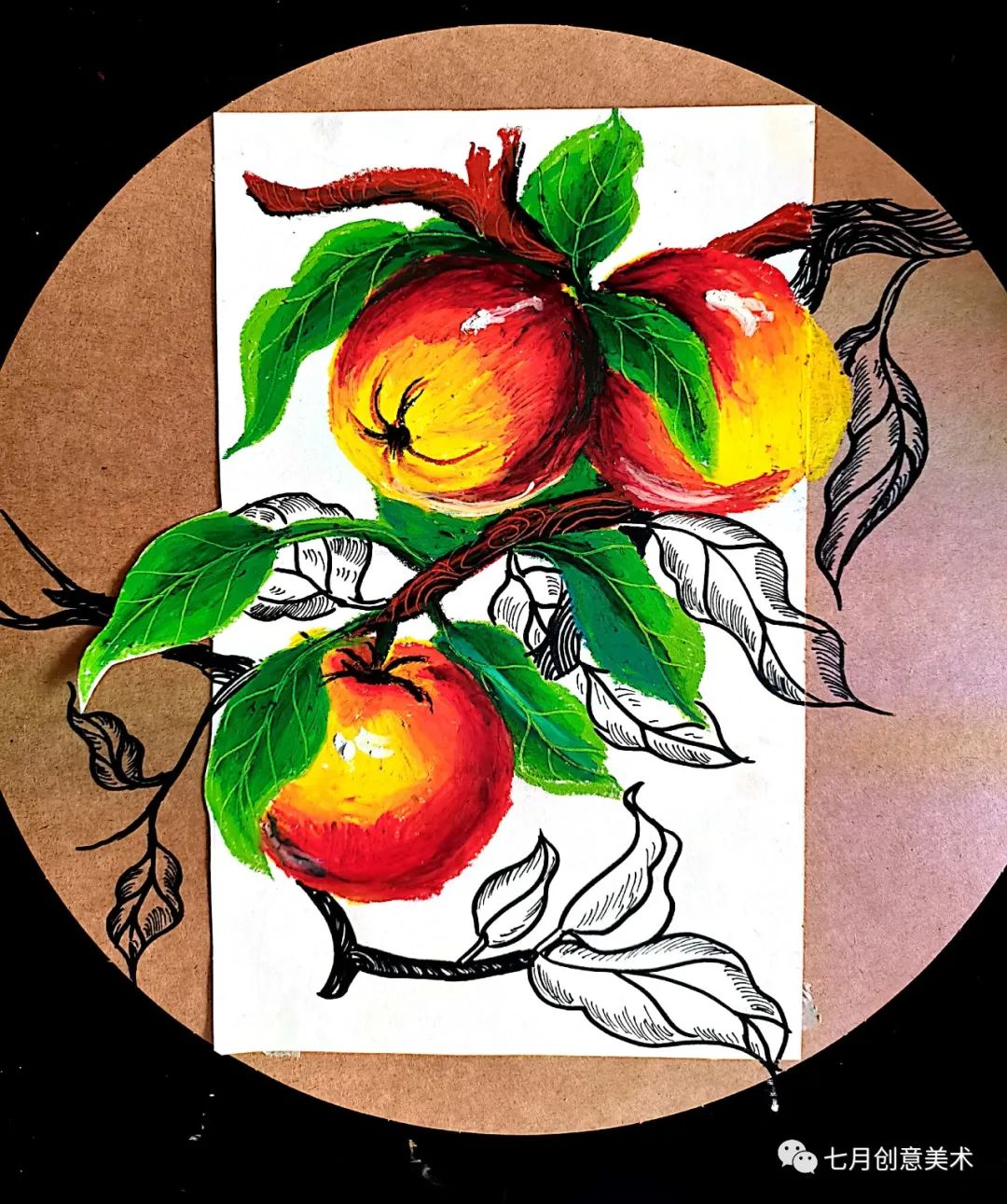 零基础油画棒画苹果,油画棒画苹果图片教程