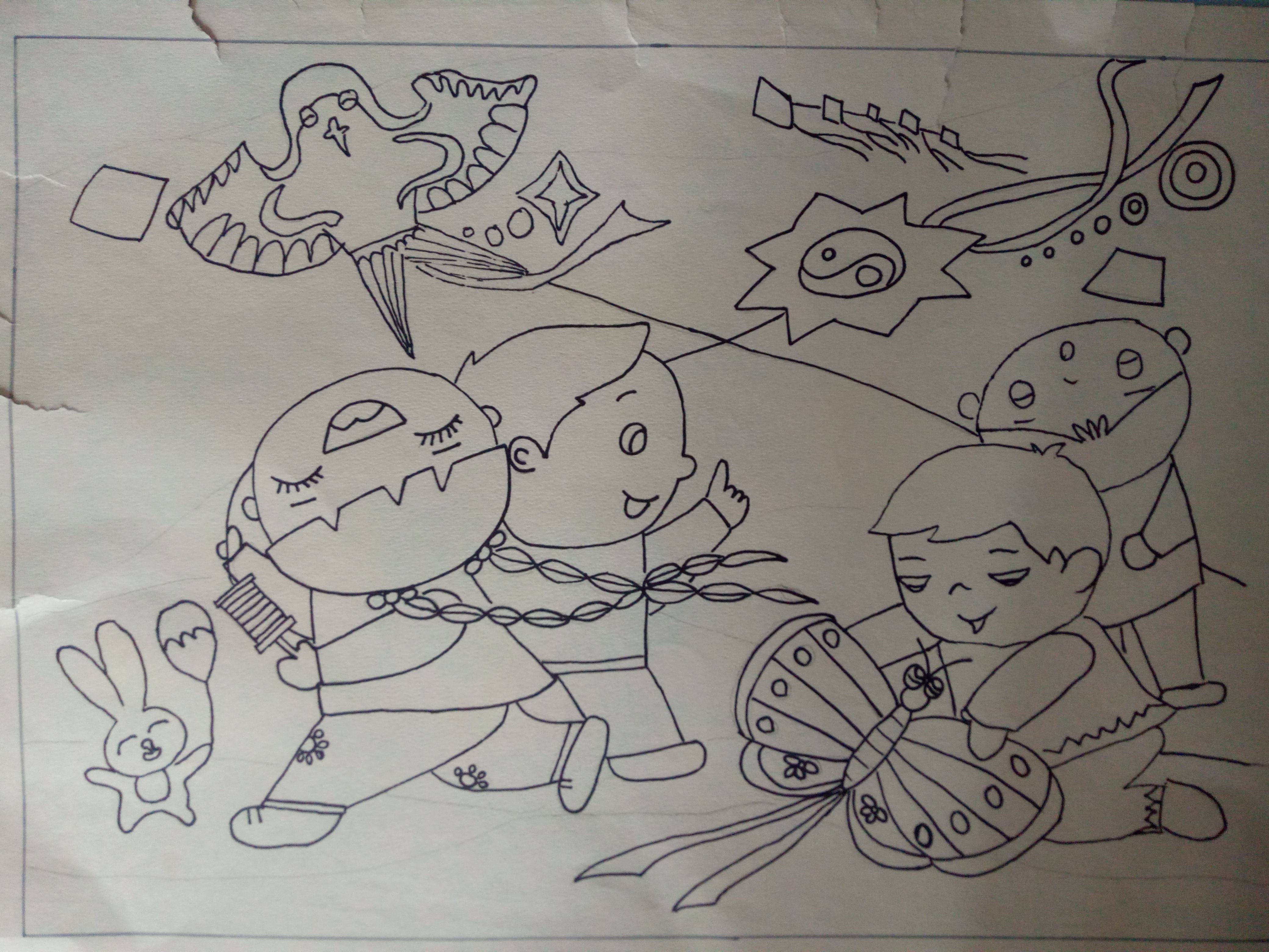 少女心爆棚的又简单的简笔画,安静女孩彩色简单简笔画图片