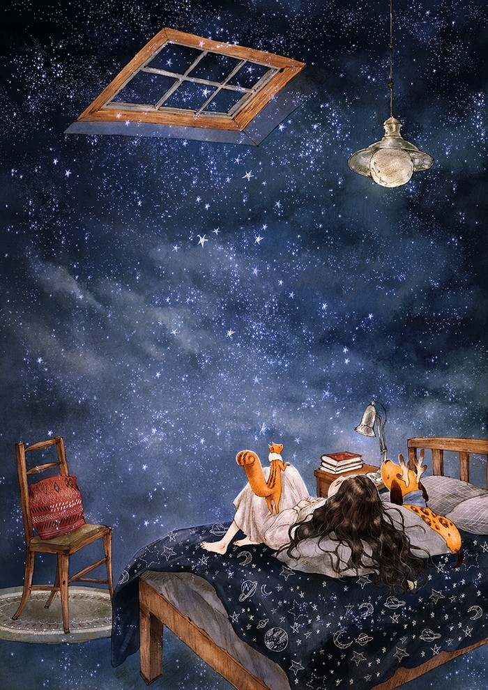 韩国插画师森林女孩日记图文,水彩插画森林女孩日记