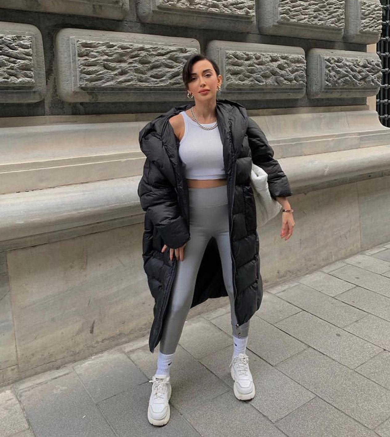 鲨鱼裤羽绒服穿法,今年最火的鲨鱼裤穿搭图片