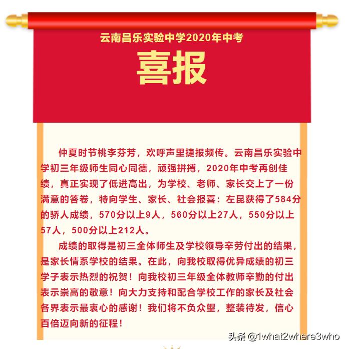 昆明各中学中考情况,昆明市2020年中考成绩各校排名