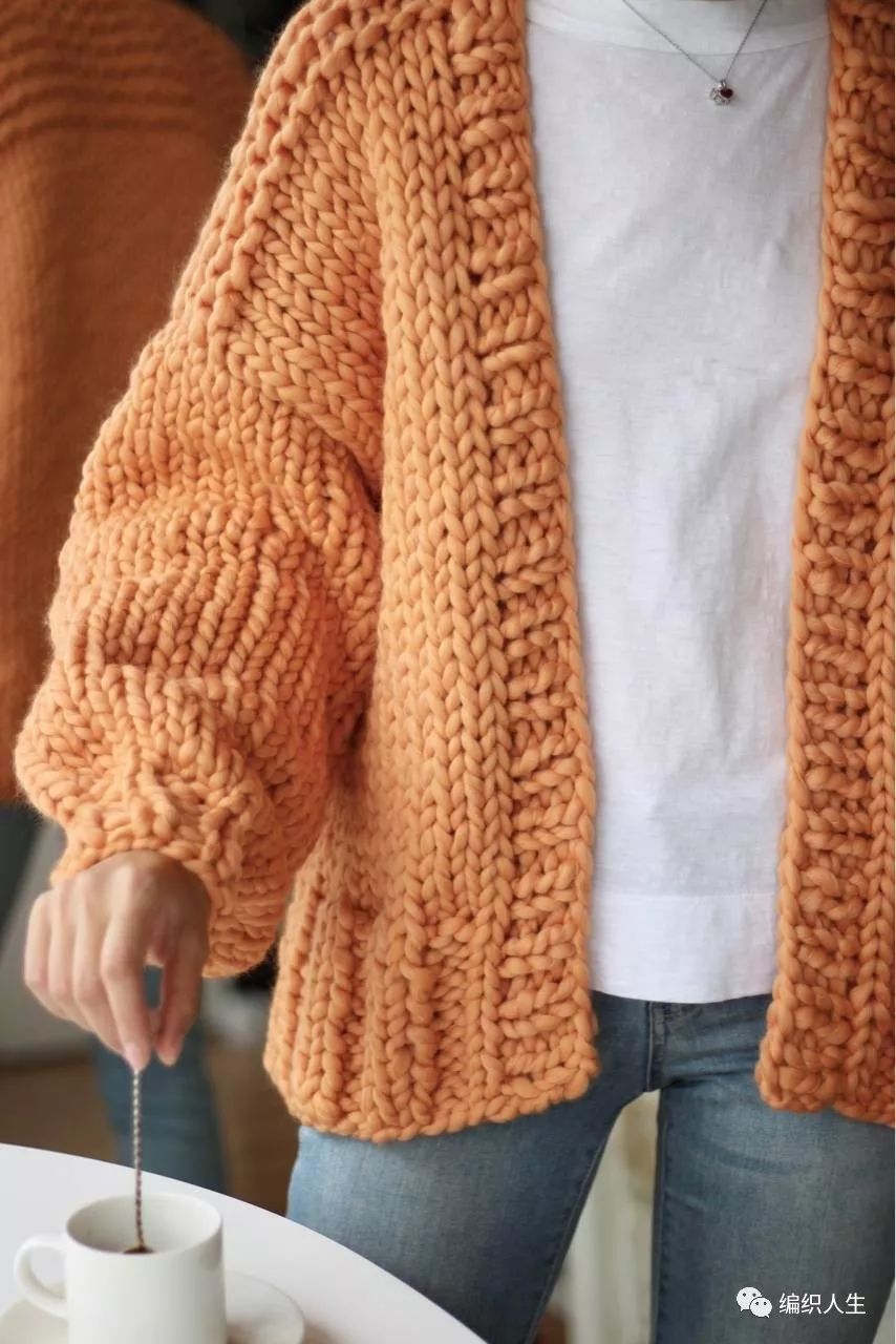 手工粗棒针草莓加厚外套毛衣开衫,粗线棒针女毛衣开衫修身中长款