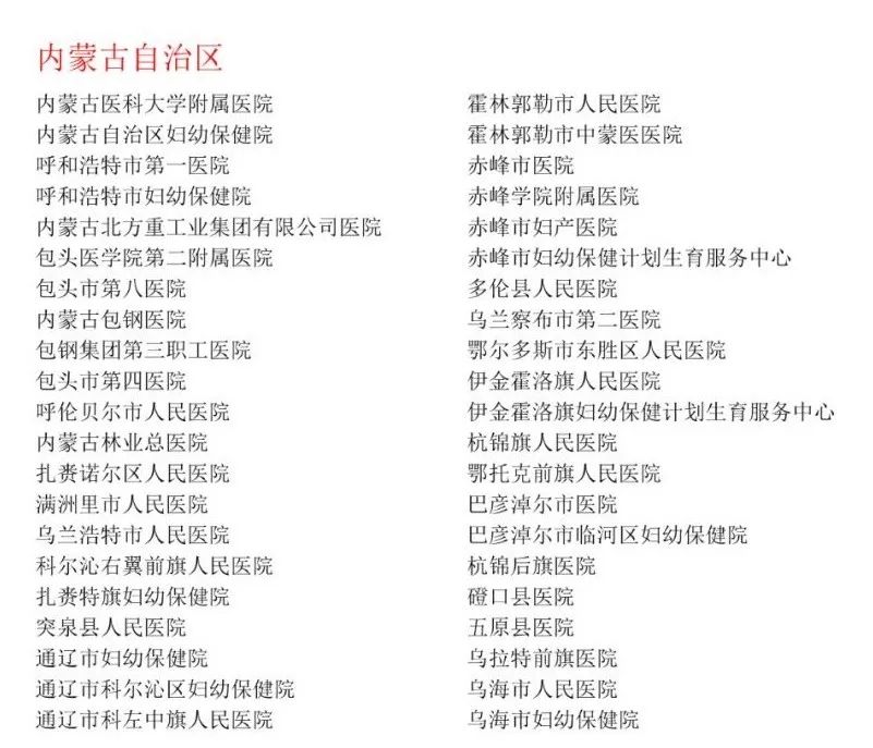 全国第一批无痛分娩试点医院公布,国家级无痛分娩试点医院