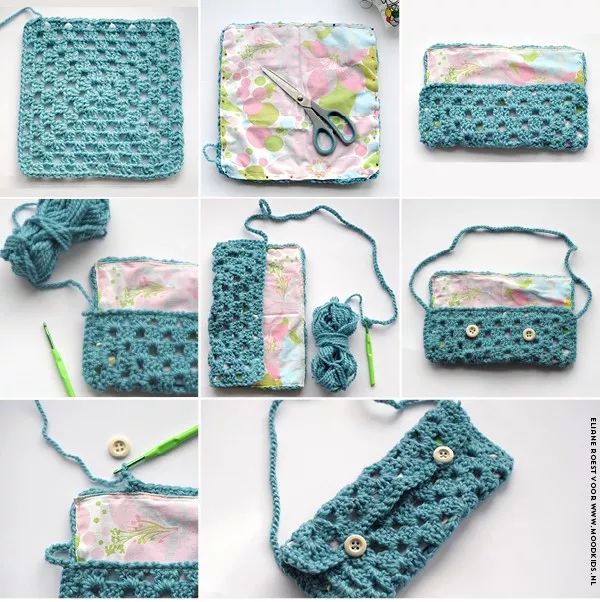 笔收纳袋小布袋,毛线钩笔袋的编织教程