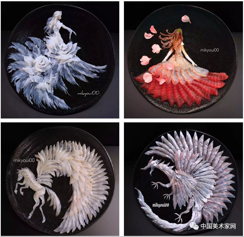 刺身的艺术图片大全,用生鱼片画作品