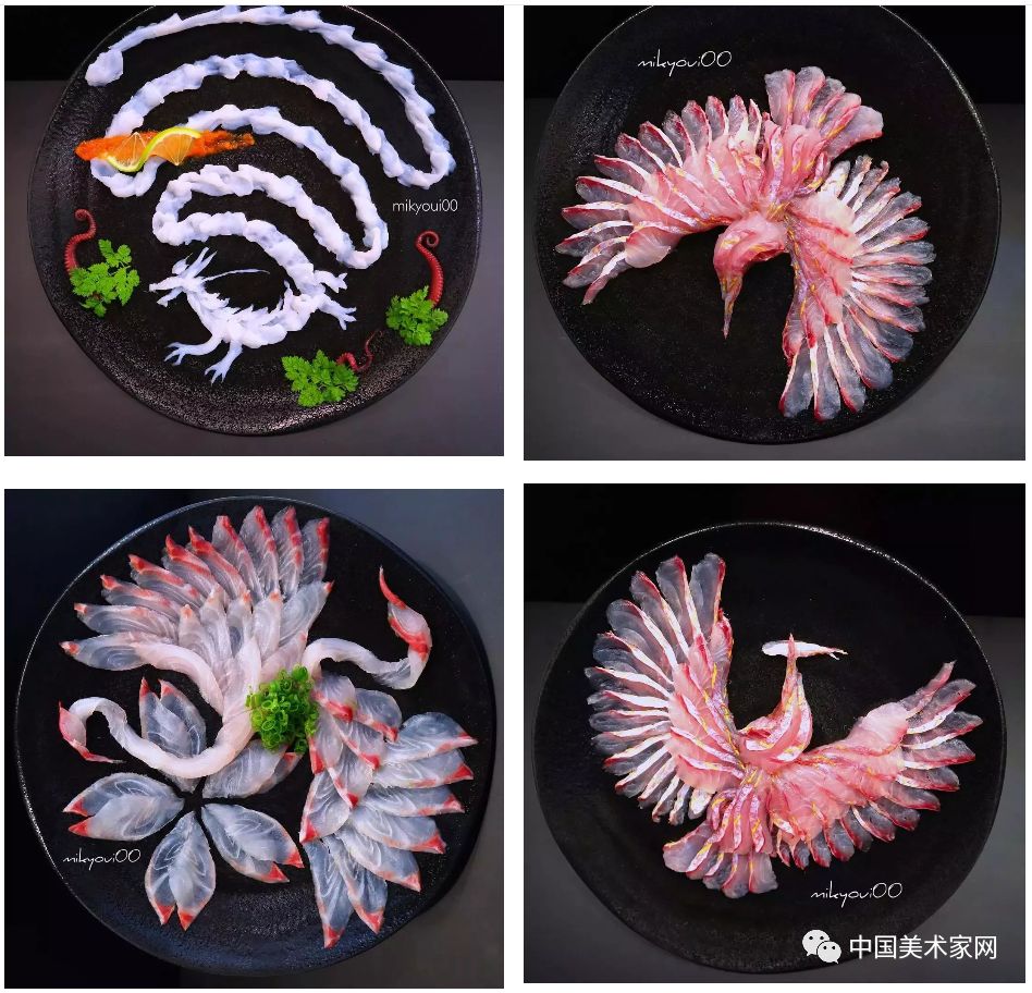 刺身的艺术图片大全,用生鱼片画作品