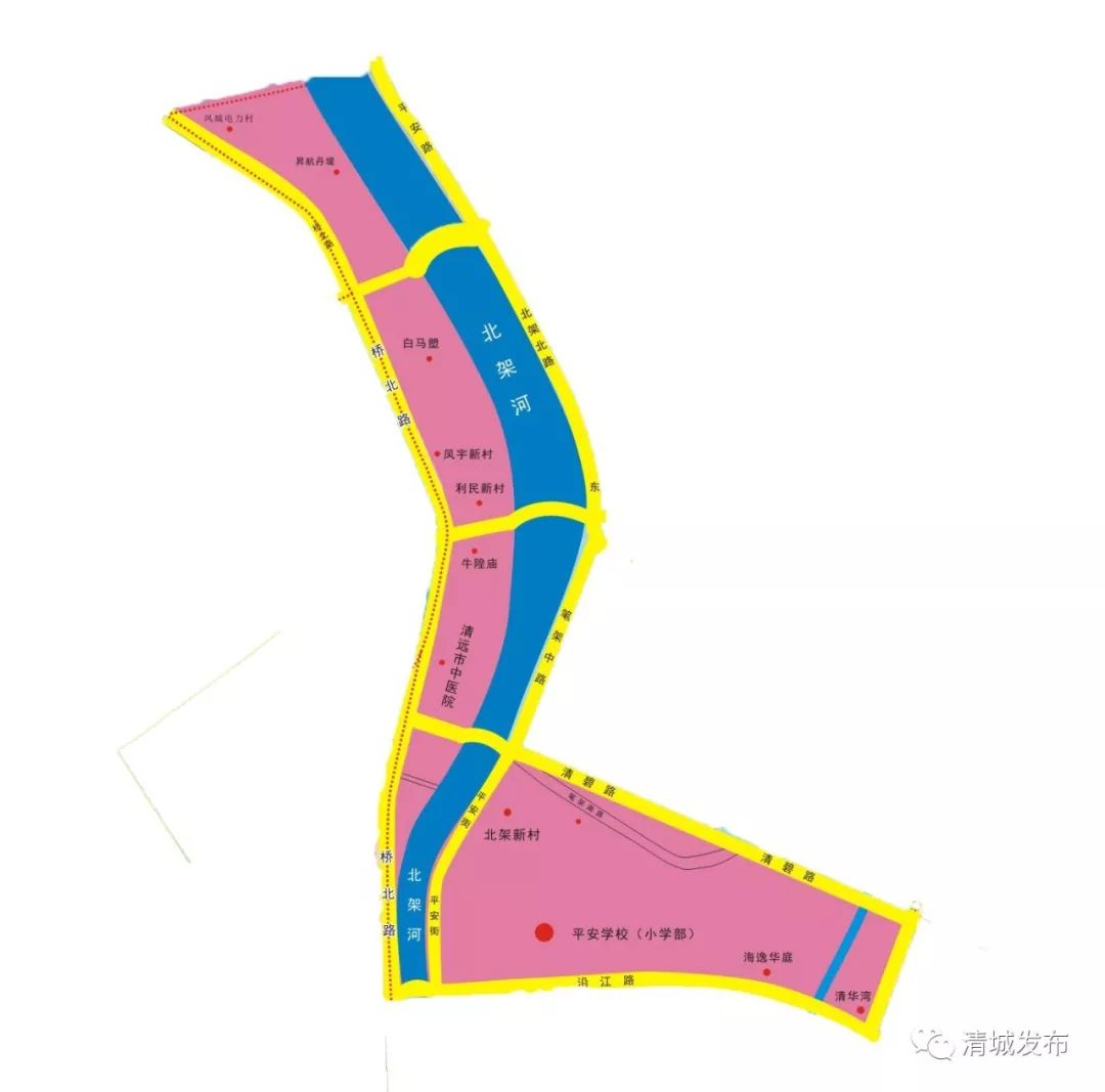 2023年清城区初中学区划分,2024年清城区东城街道学区分布图