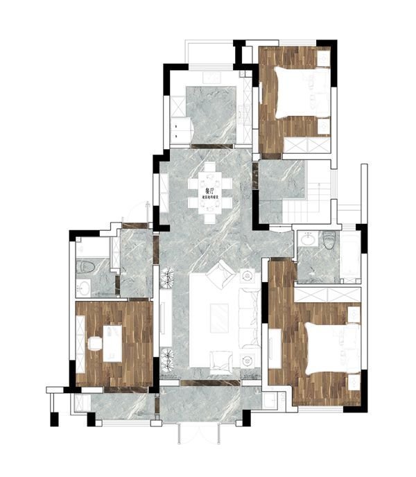 新城美式风格装修性价比高,116.7平米美式风格装修