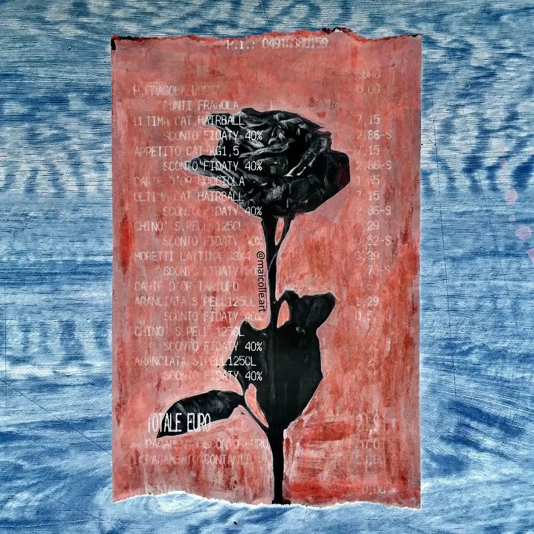 画纸用光了？多去几趟超市就有了。他把购物小票秒变成世界名画